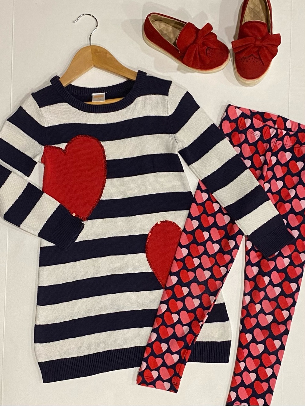 Gymboree Girls ‘Fun at Heart’ Striped Sweater Dress with Print Leggings Size 5